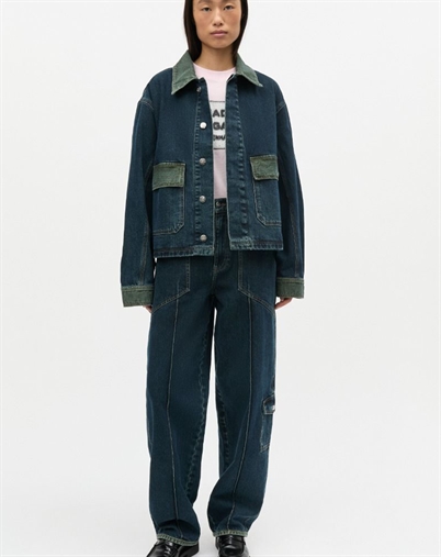 Mads Nørgaard - Double Denim Pam Jeans - Blue/Green Dye